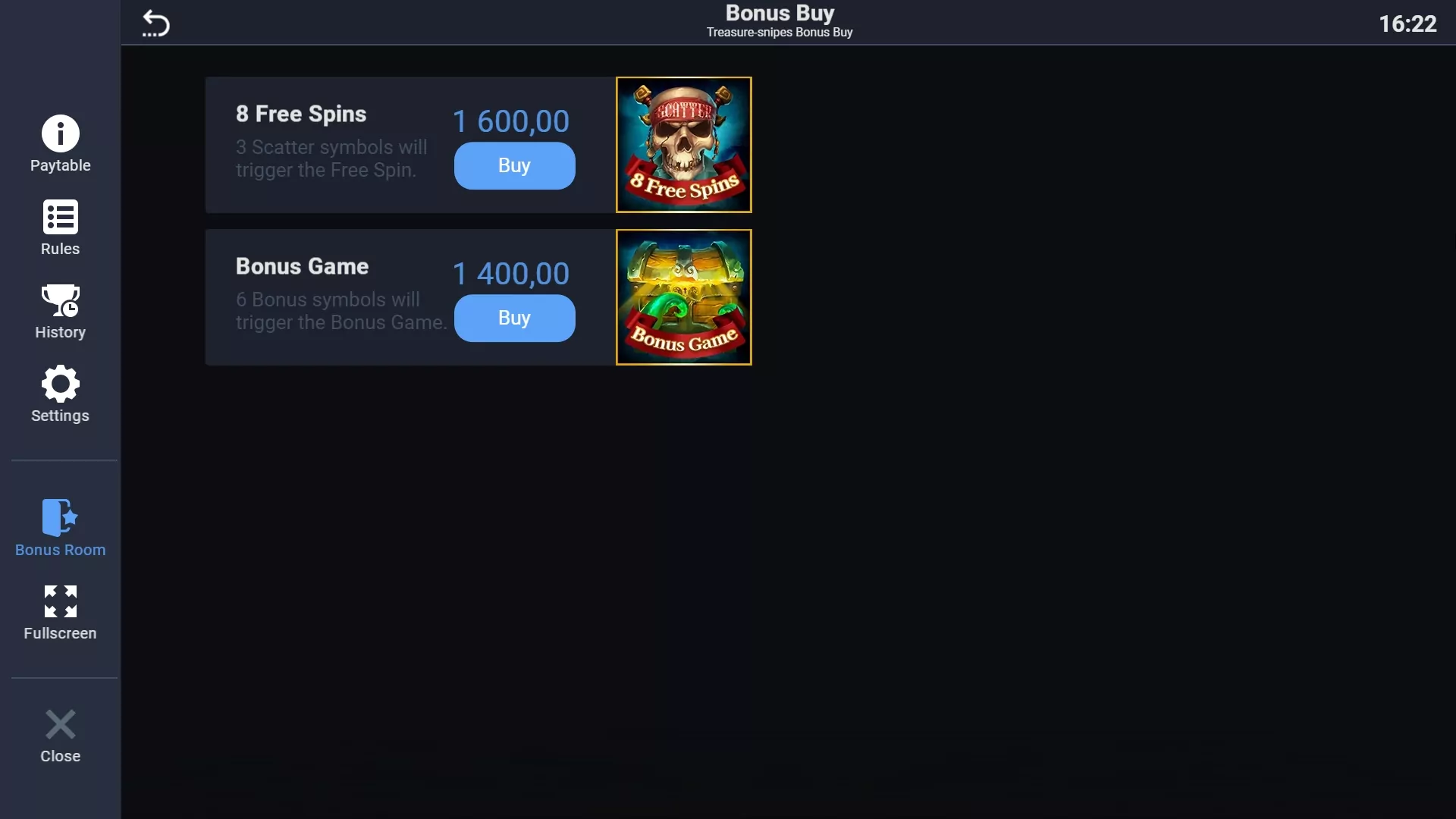EVO Treasure Snipes Bonus Buy Screenshot